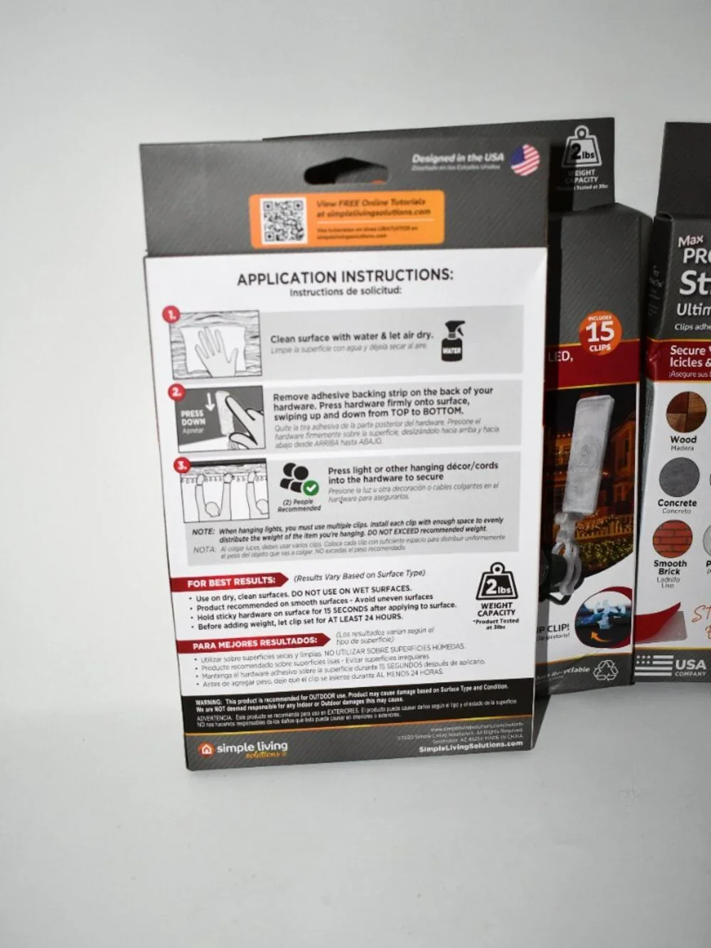 Simple Living Solutions Max Pro Sticky Light Clips, 15 Ct - Set of 3 Boxes Outdo